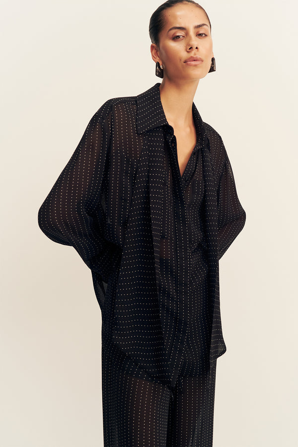 IRVING POLKA DOT SHEER SHIRT