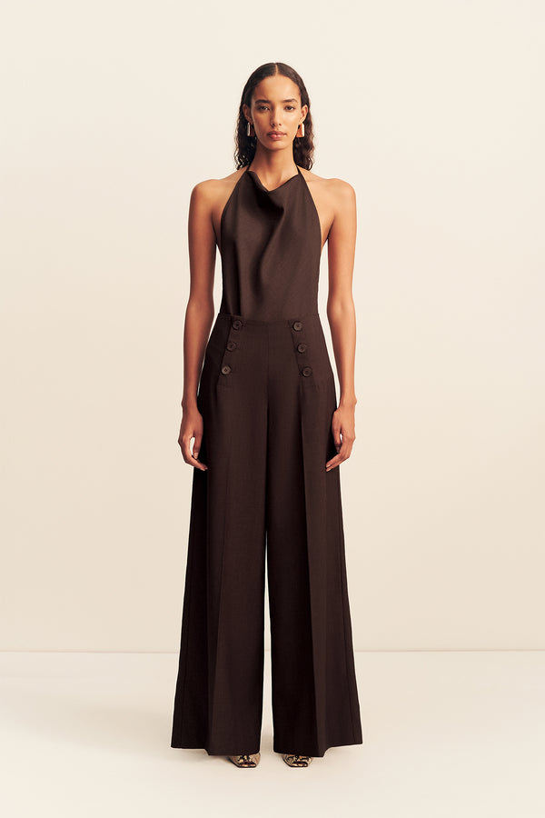 ASHER BUTTON WIDE LEG PANT - RISTRETTO_F