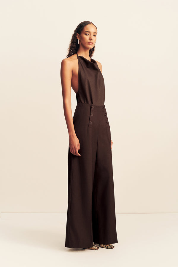 ASHER BUTTON WIDE LEG PANT - RISTRETTO