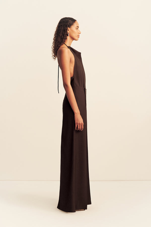 ASHER BUTTON WIDE LEG PANT - RISTRETTO