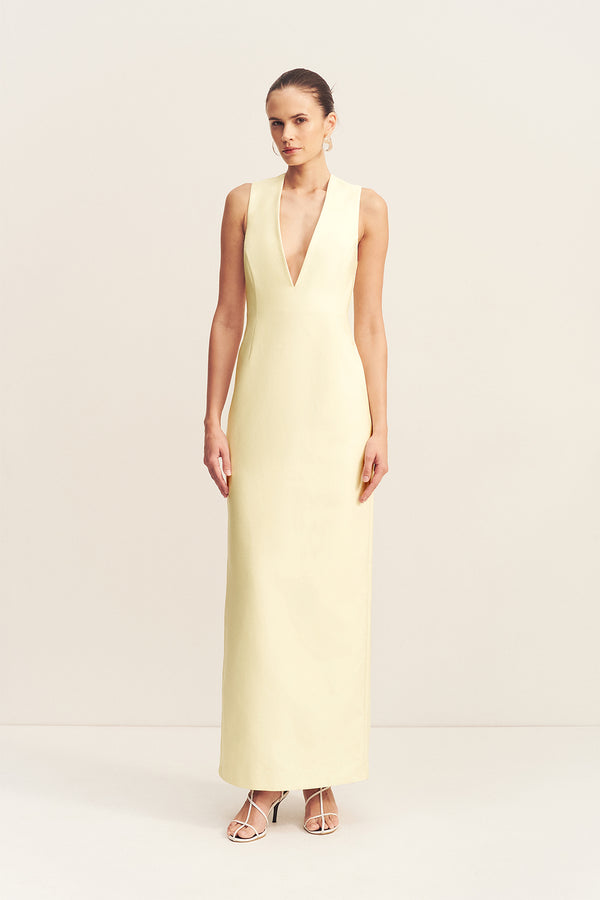 OTIS PLUNGED FITTED MAXI DRESS - YUZU_F