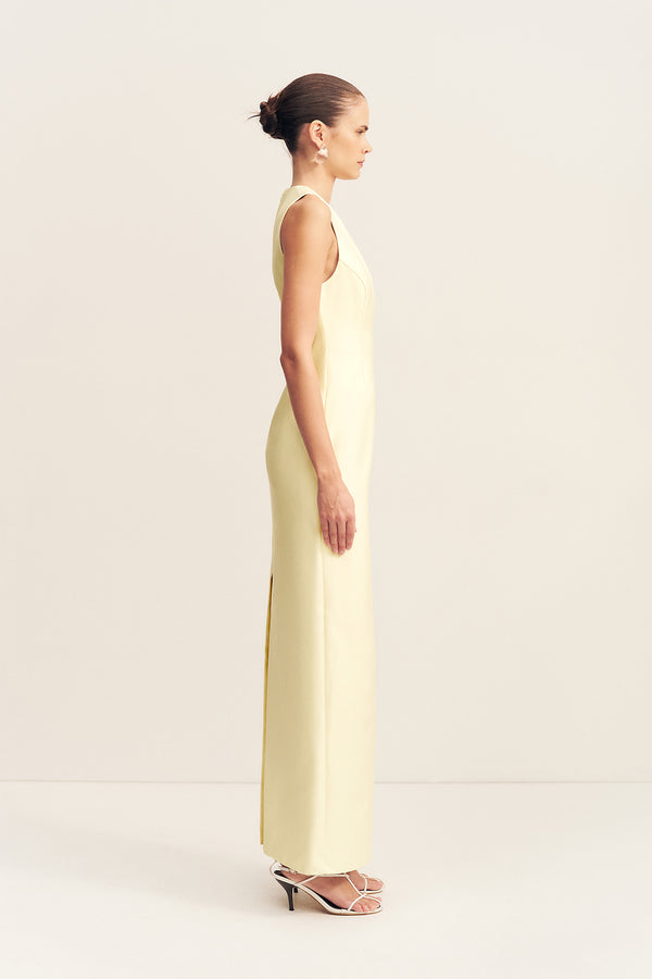 OTIS PLUNGED FITTED MAXI DRESS - YUZU