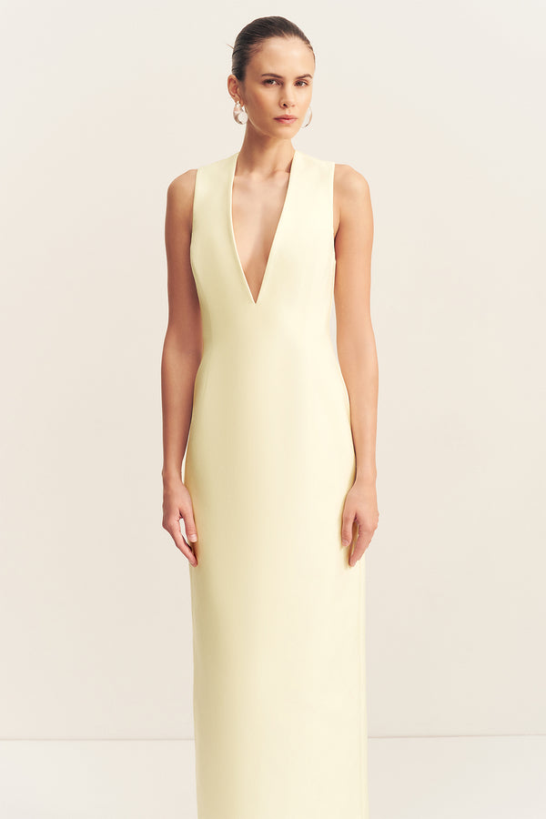 OTIS PLUNGED FITTED MAXI DRESS - YUZU