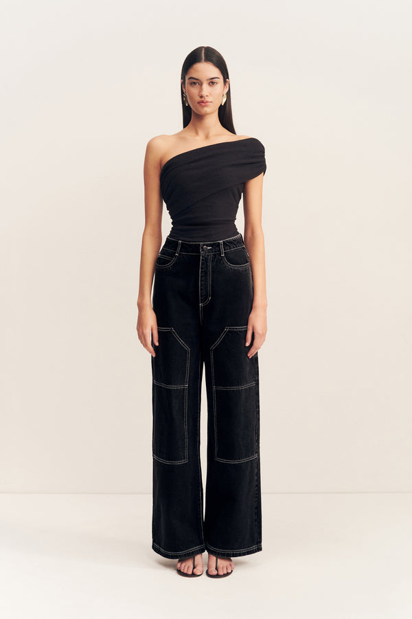 MERCER WIDE LEG CARGO JEAN - BLACK_F