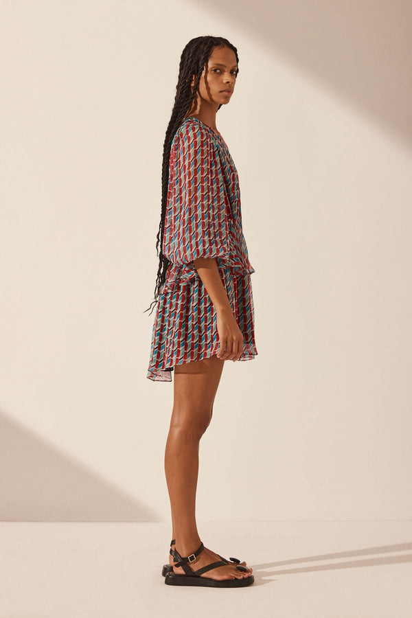 MARIBEL LACE FRONT DRAWSTRING MINI DRESS_S