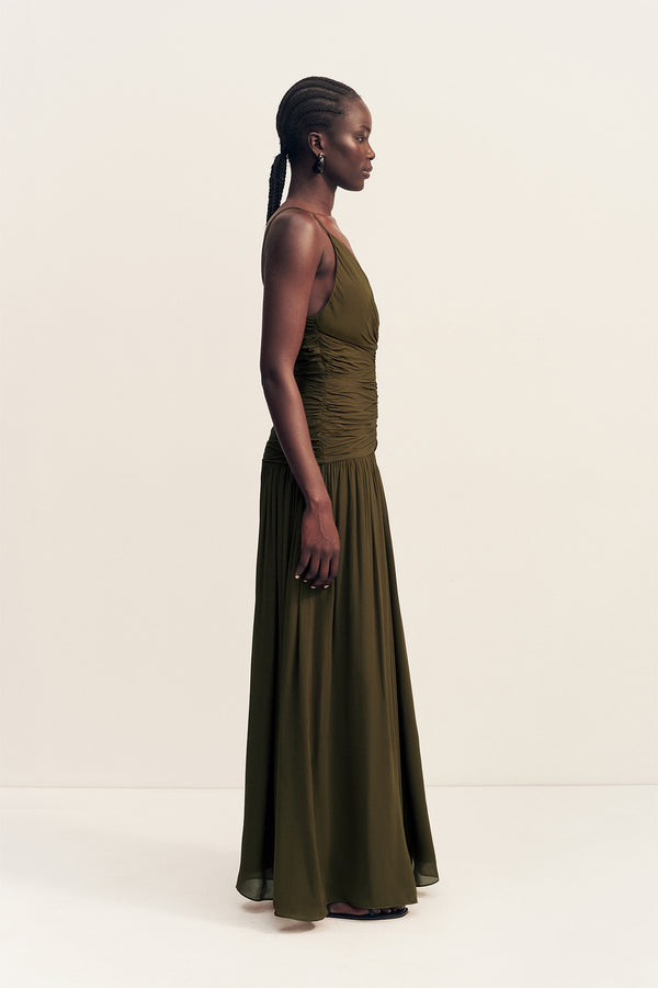 JUNO GATHERED BODICE MAXI DRESS - JUNGLE