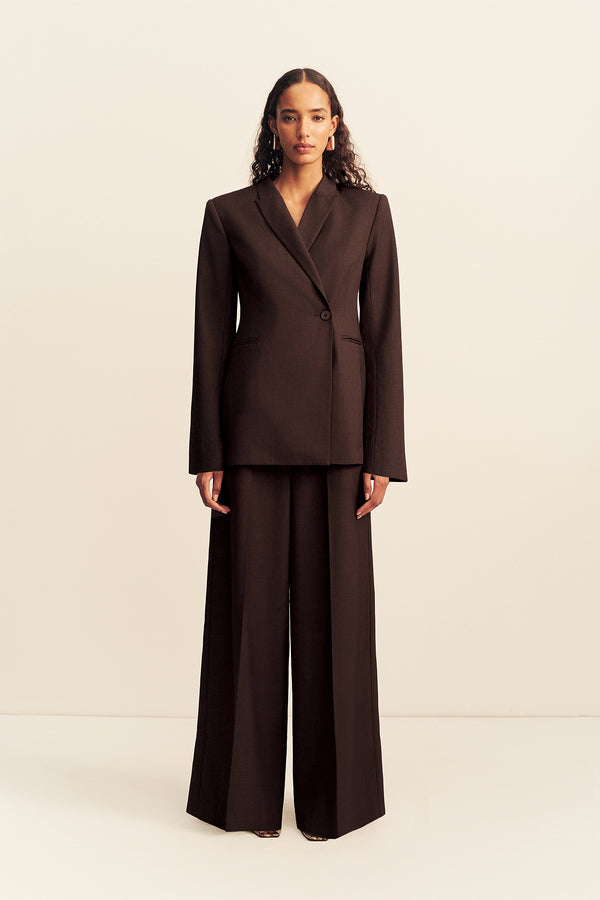 ASHER HOURGLASS DOUBLE BREASTED BLAZER - RISTRETTO
