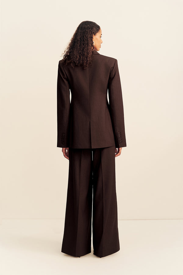 ASHER HOURGLASS DOUBLE BREASTED BLAZER - RISTRETTO