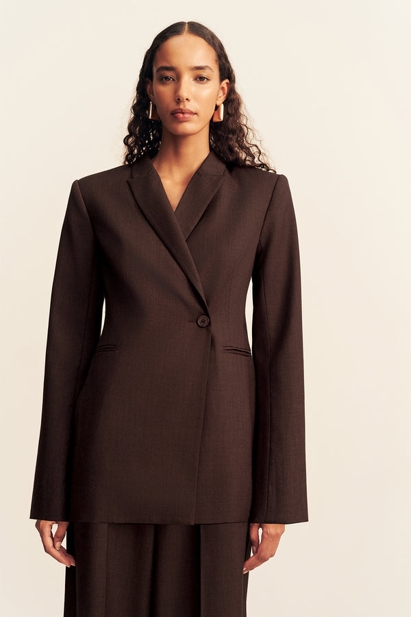 ASHER HOURGLASS DOUBLE BREASTED BLAZER - RISTRETTO