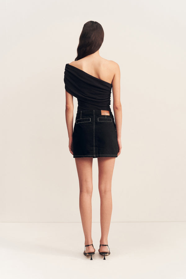 MERCER PATCH POCKET MINI SKIRT - BLACK_B