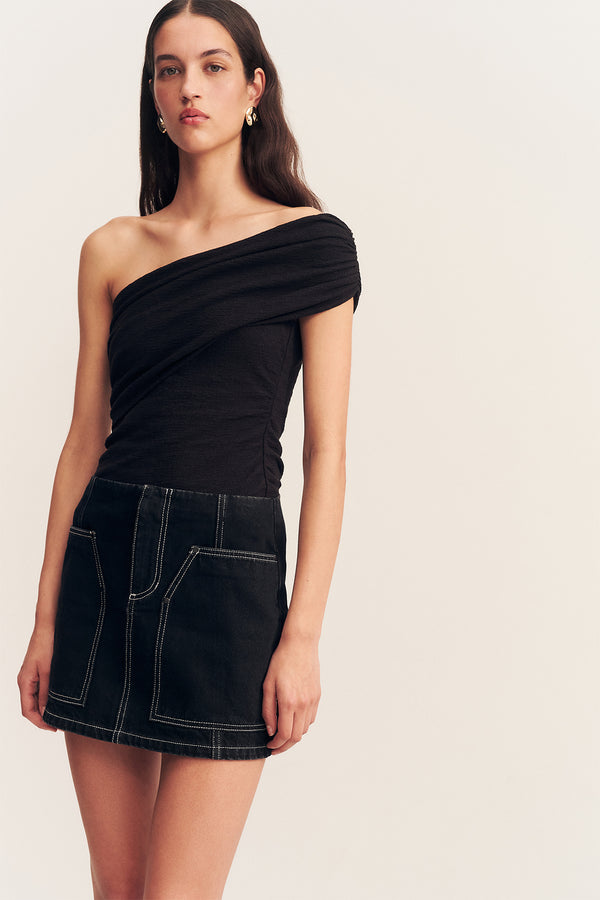 MERCER PATCH POCKET MINI SKIRT - BLACK_D