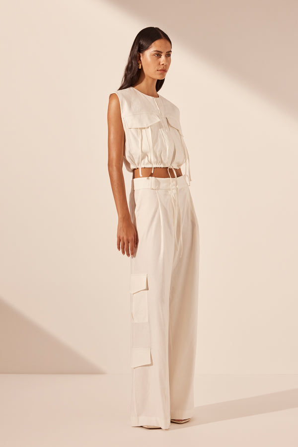 KASBAH SLOUCH CARGO PANT - RICE_A