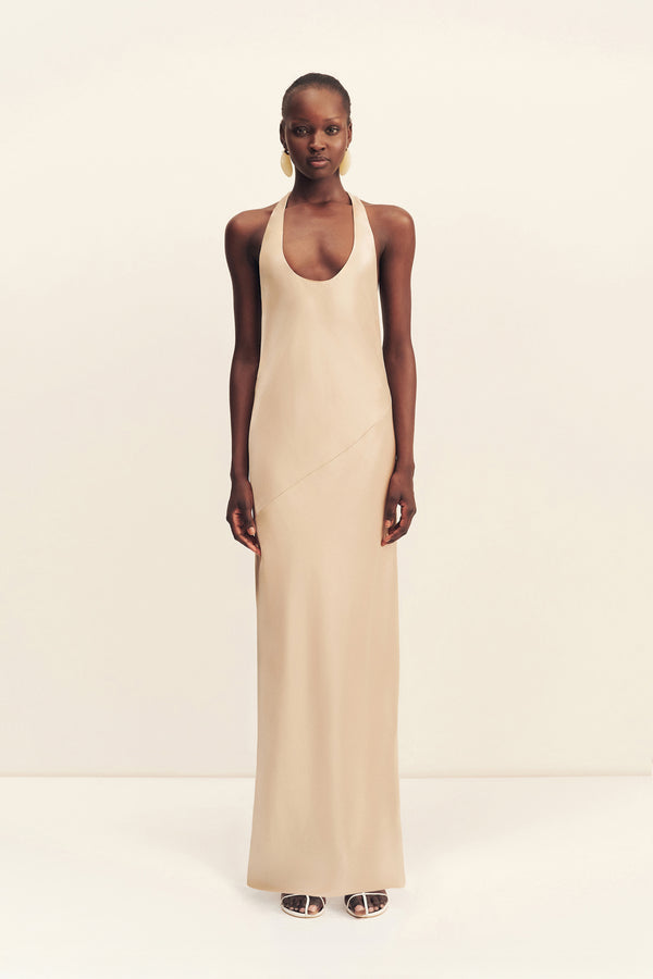 SAVANNA RACER BACK MAXI DRESS - CHAMPAGNE
