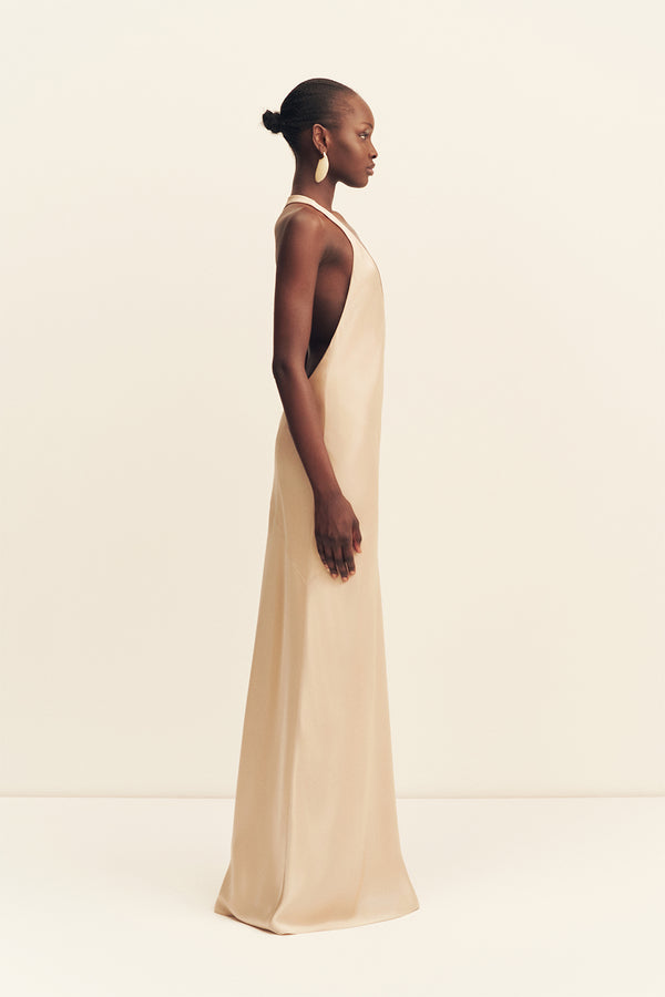 SAVANNA RACER BACK MAXI DRESS - CHAMPAGNE