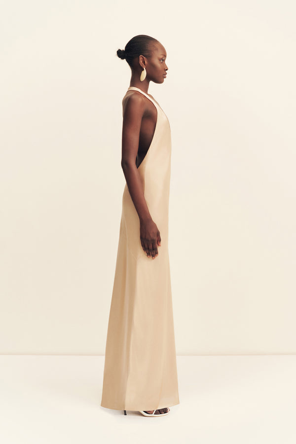 SAVANNA RACER BACK MAXI DRESS - CHAMPAGNE