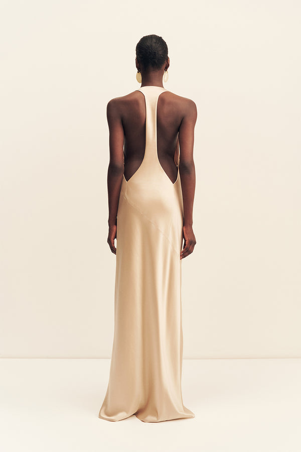 SAVANNA RACER BACK MAXI DRESS - CHAMPAGNE