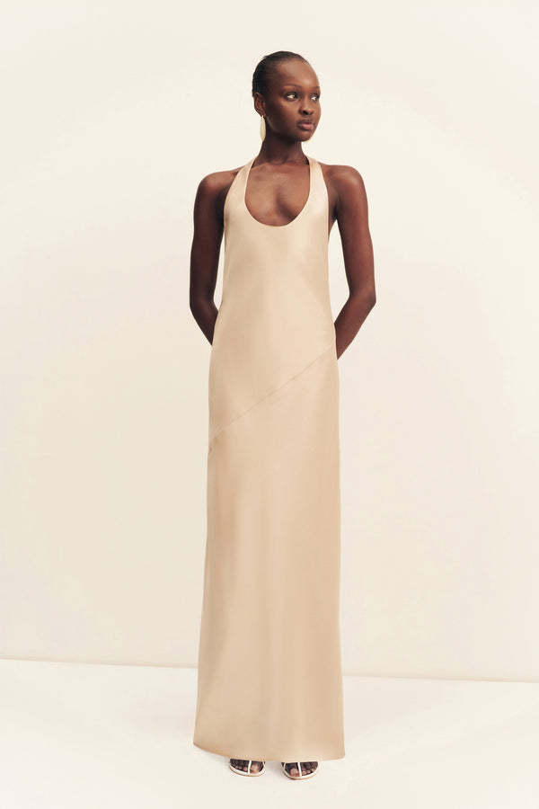 SAVANNA RACER BACK MAXI DRESS - CHAMPAGNE