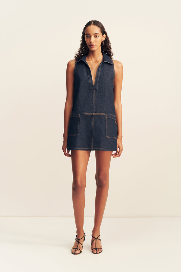 RITA COLLARED SHIFT MINI DRESS_F