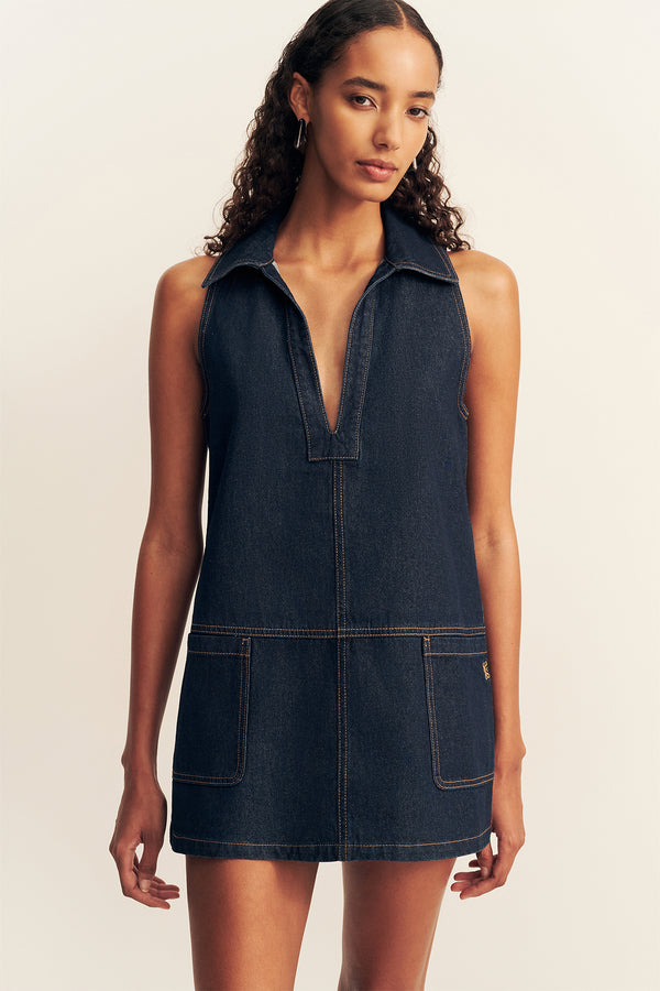 RITA COLLARED SHIFT MINI DRESS