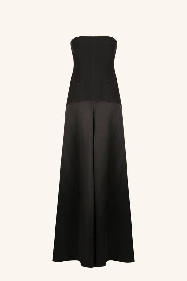 ADRI STRAPLESS PANELLED MAXI DRESS - BLACK_G