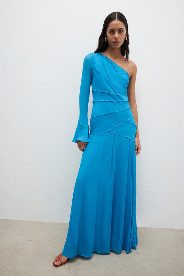 AMINA ASYMMETRICAL MAXI DRESS - AQUA_C