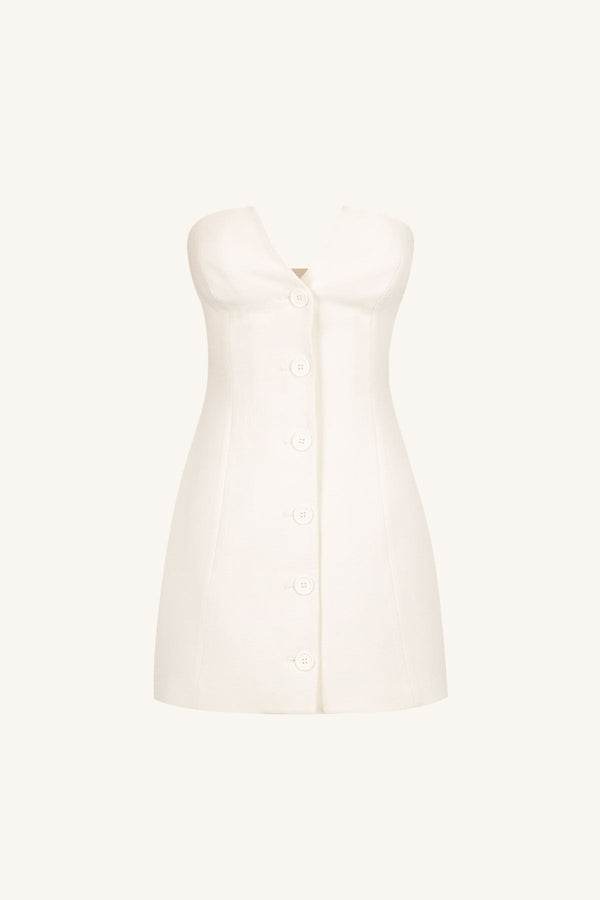 AMURA STRAPLESS BUTTON UP MINI DRESS - CREAM_G