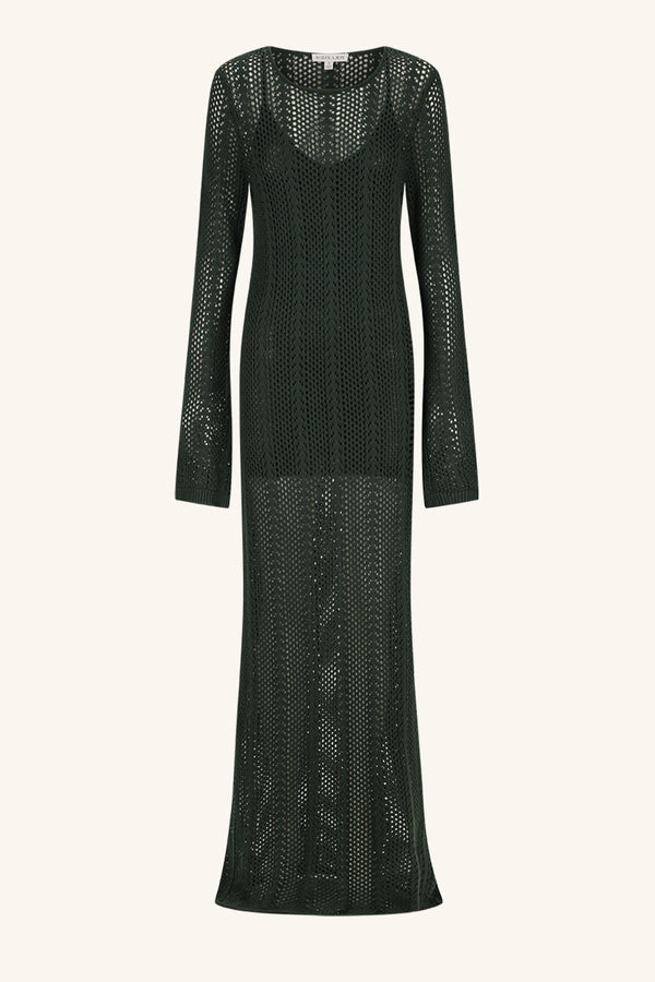 ARLO LONG SLEEVE MAXI DRESS - DEEP FOREST_G