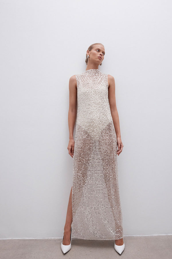 ASTERI HIGH NECK SLEEVELESS MAXI DRESS_C