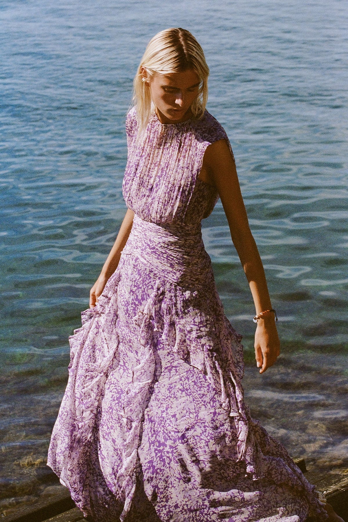 Aurier Round Neck Sleevelss Maxi Dress | Purple/Multi | Dresses | Shona Joy