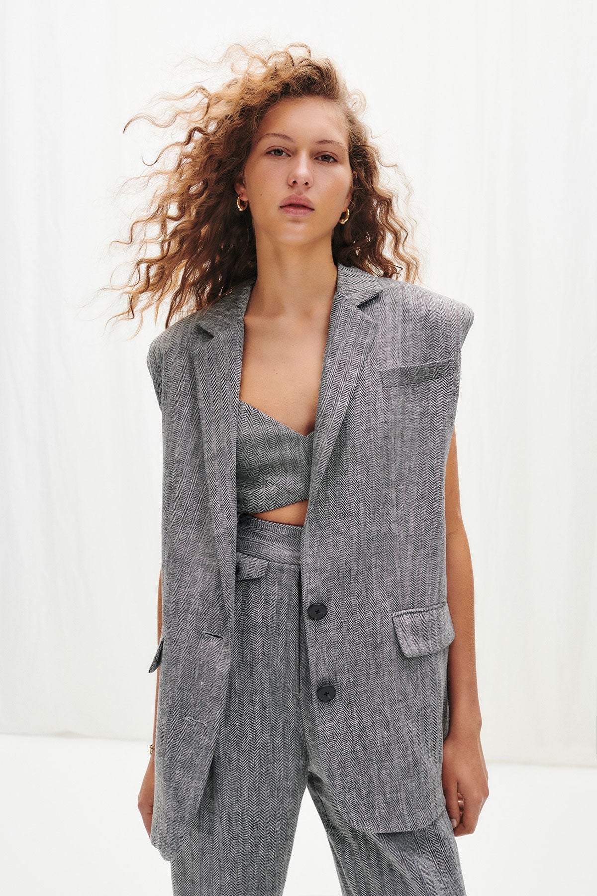 Grey hotsell sleeveless blazer