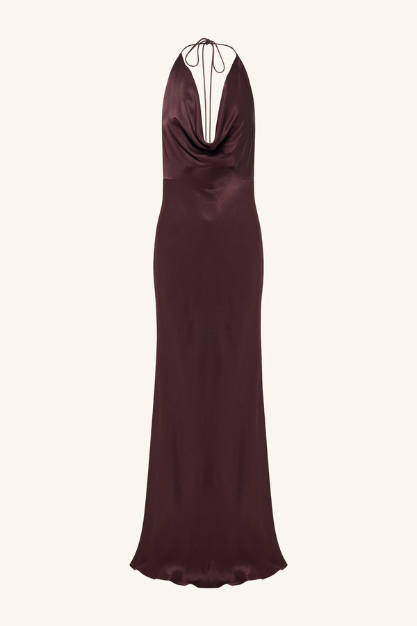 LA LUNE LOW COWL MAXI DRESS - ESPRESSO_G