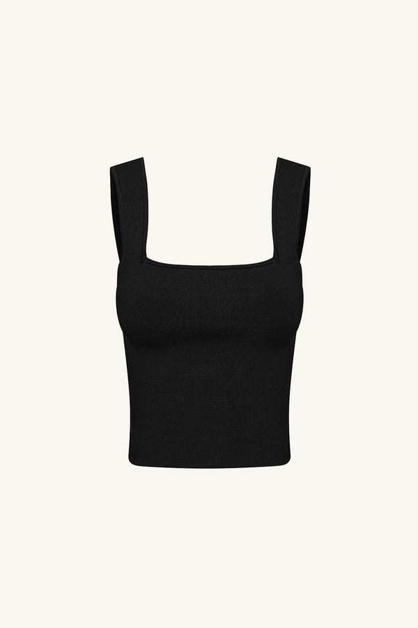 BASIC SQUARE NECK TOP - BLACK_G