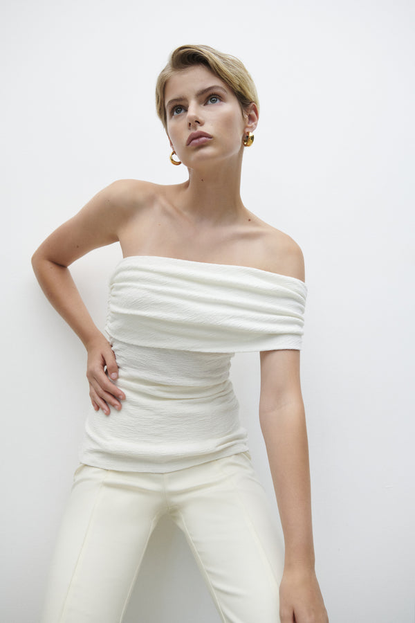 BEAU ONE SHOULDER TOP - IVORY