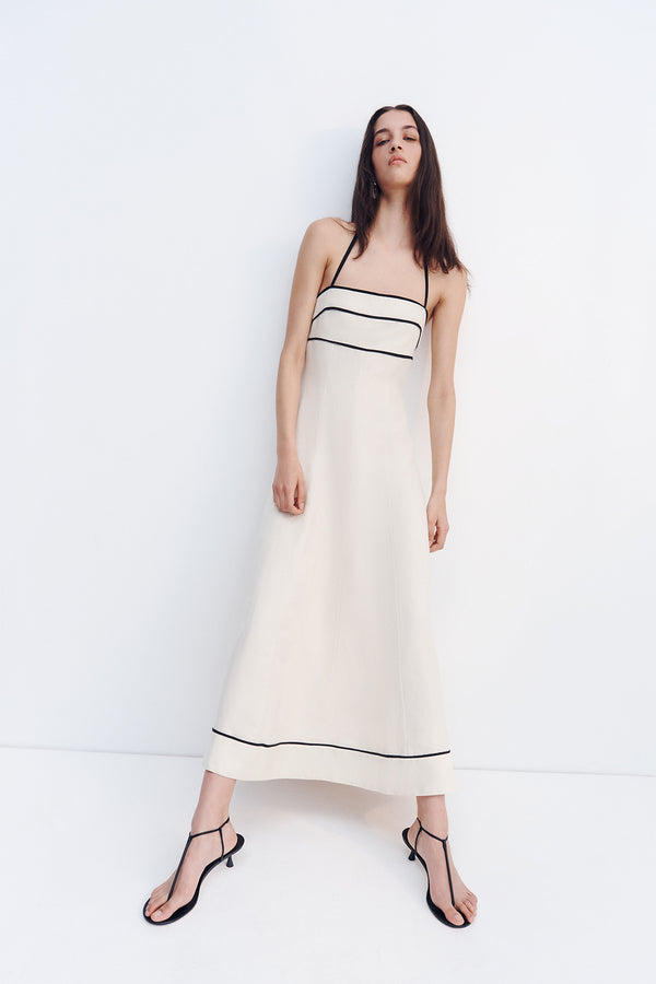 BILLIE CONTRAST PANELLED MIDI DRESS_C