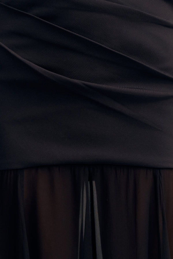 BLAINEY OPEN BACK DRAPED MAXI DRESS - BLACK_SW
