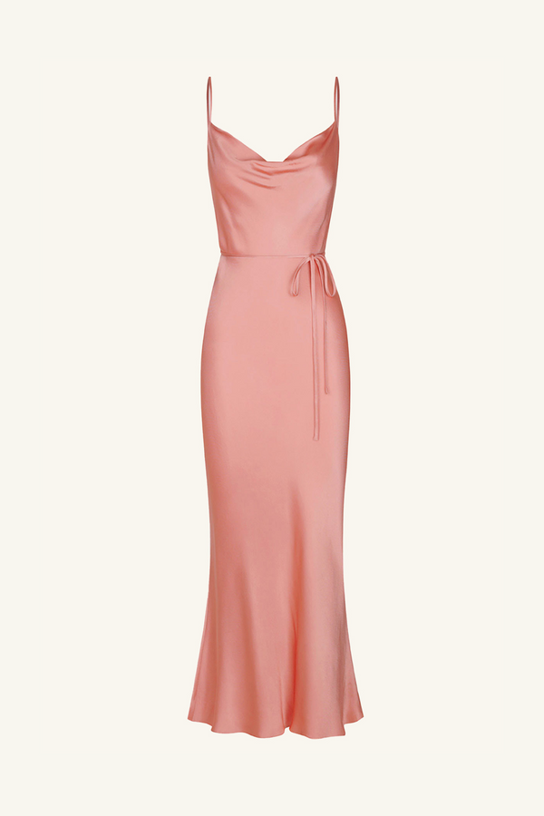 LA LUNE BIAS COWL MIDI DRESS - ANTIQUE ROSE_G