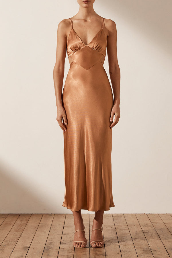 LA LUNE BACKLESS MIDI DRESS - COPPER_F