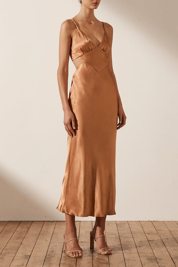 LA LUNE BACKLESS MIDI DRESS - COPPER_A
