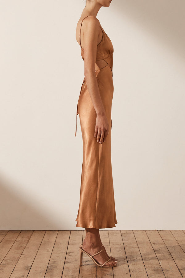 LA LUNE BACKLESS MIDI DRESS - COPPER_S
