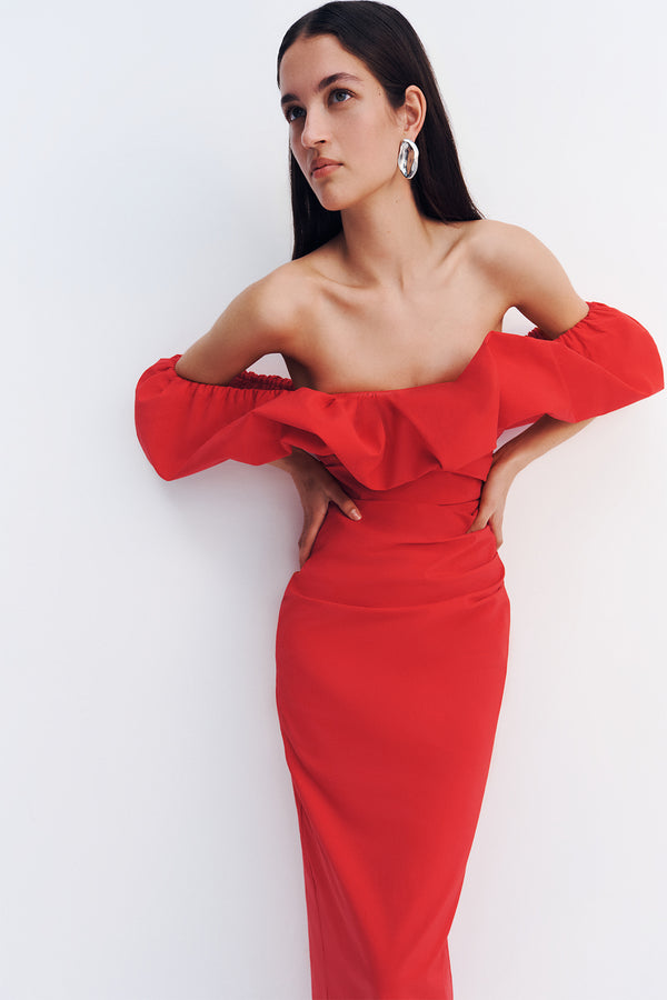 CAMPBELL OFF SHOULDER BUBBLE MAXI DRESS - GOJI_C
