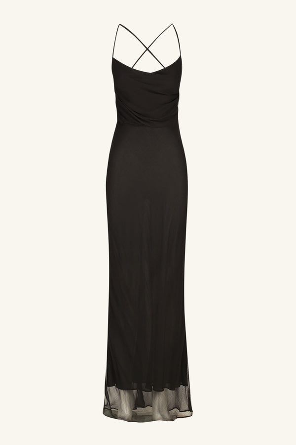 CLAUDE LACE BACK BIAS MAXI DRESS - BLACK_G