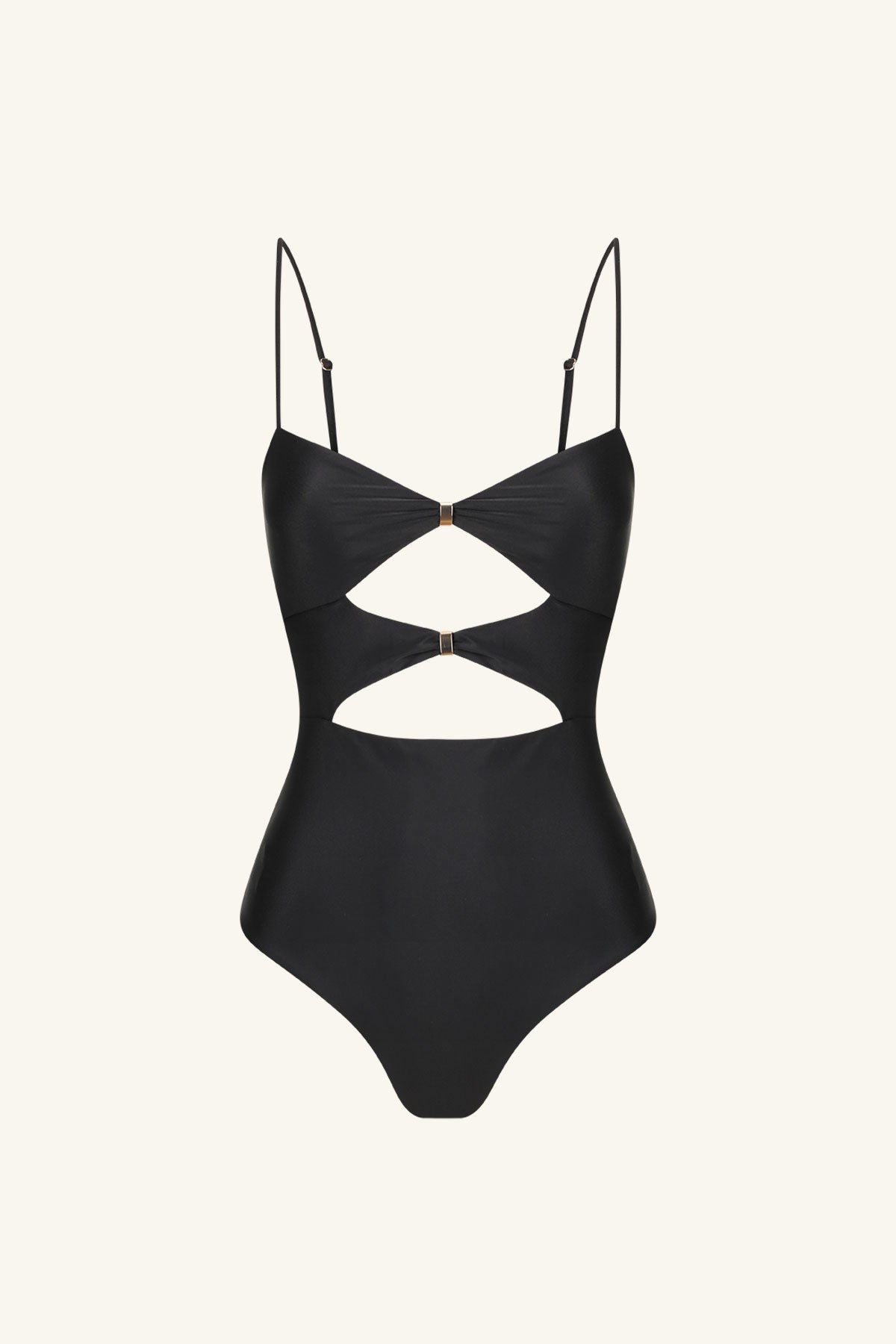 Daiquiri Ruched Cut Out One Piece, Black, One Piece