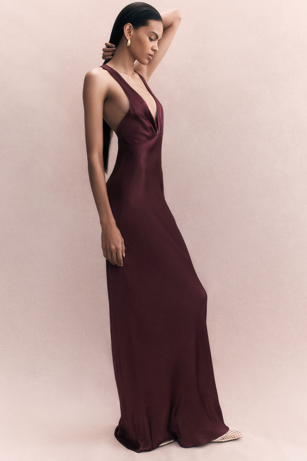 ELIA PLUNGED CROSS BACK MAXI DRESS - SHIRAZ_C1