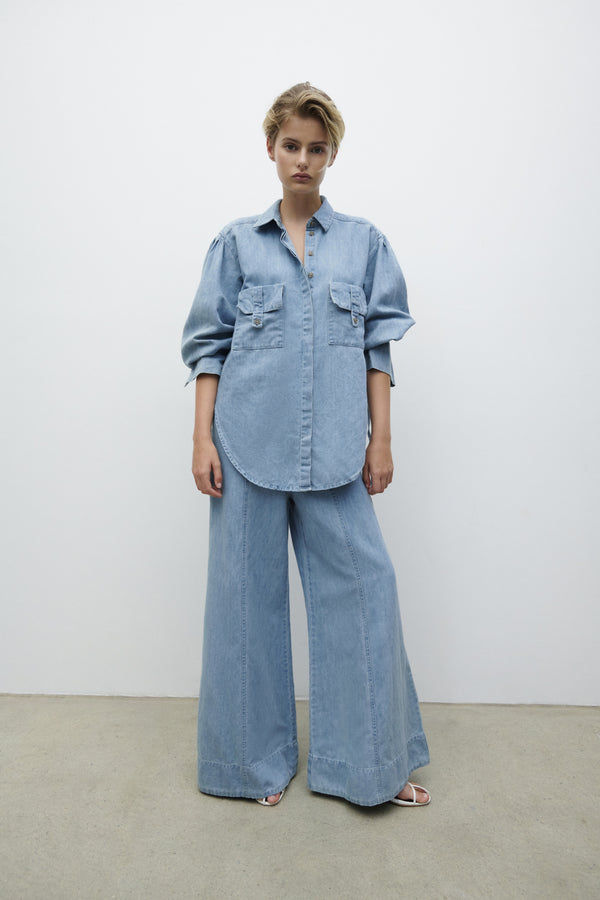 ELLSWORTH PALAZZO PANTS - BLEACHED BLUE