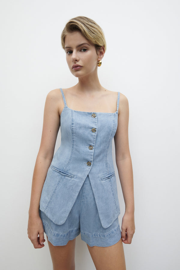 ELLSWORTH TAILORED TOP - BLEACHED BLUE