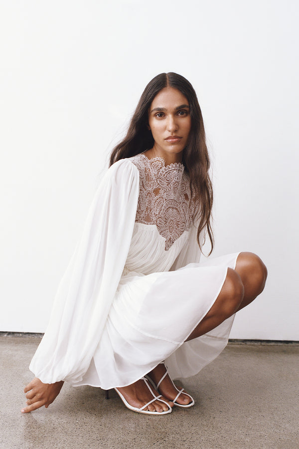 EMORY LONG SLEEVE MINI DRESS - IVORY_C