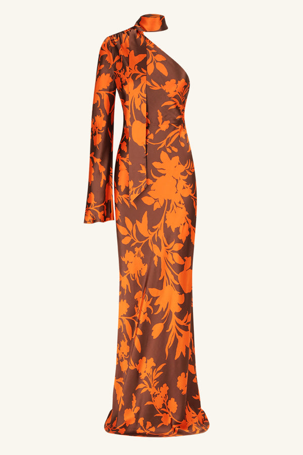 FLORA SILK ONE SHOULDER MAXI DRESS_G