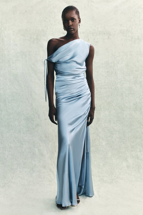 LA LUNE GATHERED MAXI DRESS - POWDER BLUE