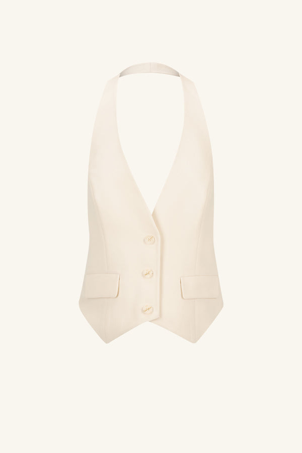 IRENA TAILORED OPEN BACK VEST - RICE_G