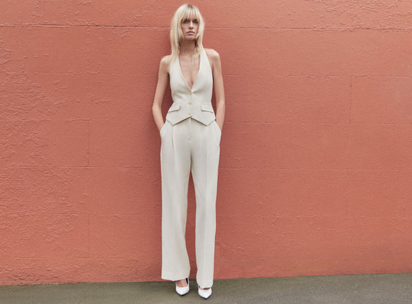 IRENA TAILORED OPEN BACK VEST - RICE_C